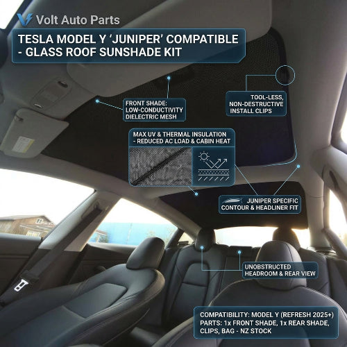 Tesla Model Y Juniper 2025 to 2026 Roof Sunshade Set NZ