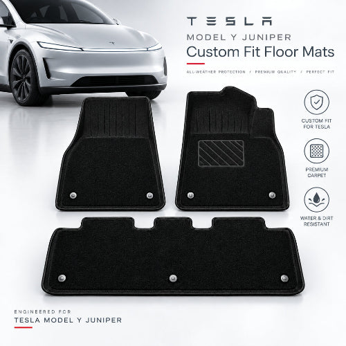 Tesla Model Y Juniper TPE Floor Mat Set with Carpet | 2025–2026 | 6-Piece